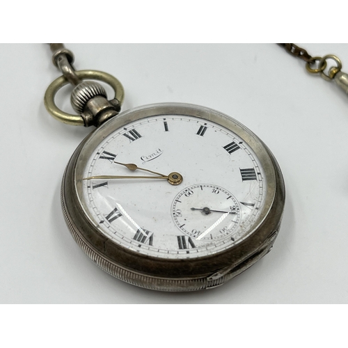 2211 - An early 20th century Limit hallmarked Birmingham silver cased pocket watch, dated 1918 with inscrip... 