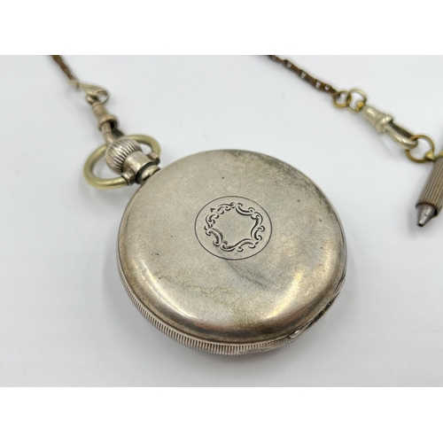 2211 - An early 20th century Limit hallmarked Birmingham silver cased pocket watch, dated 1918 with inscrip... 