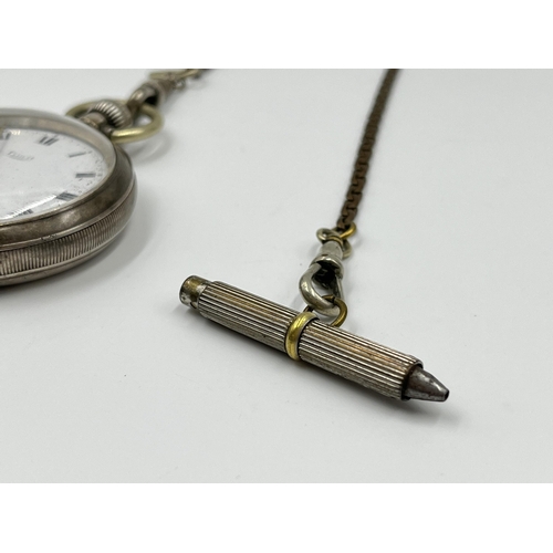 2211 - An early 20th century Limit hallmarked Birmingham silver cased pocket watch, dated 1918 with inscrip... 