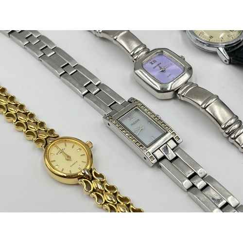 2213 - Seven lady's wristwatches to include vintage Timex mechanical, Michel Herbelin, Rotary, Pulsar etc. ... 