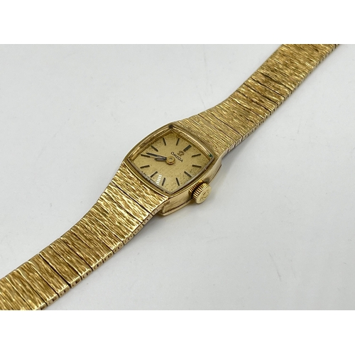 2214 - A 1973 Omega cal. 485 mechanical 9ct gold cased lady's wristwatch with 9ct gold Omega strap - approx... 