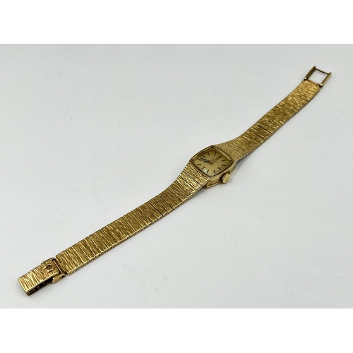 2214 - A 1973 Omega cal. 485 mechanical 9ct gold cased lady's wristwatch with 9ct gold Omega strap - approx... 