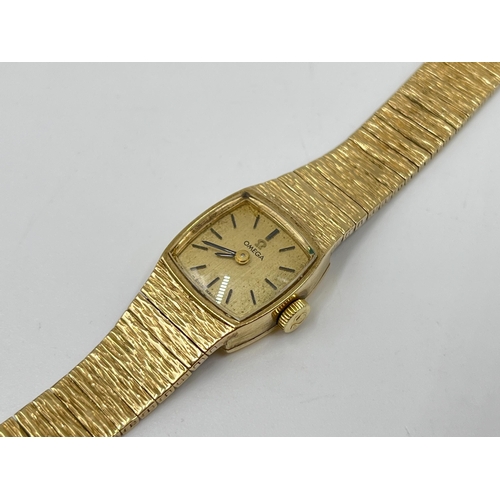 2214 - A 1973 Omega cal. 485 mechanical 9ct gold cased lady's wristwatch with 9ct gold Omega strap - approx... 