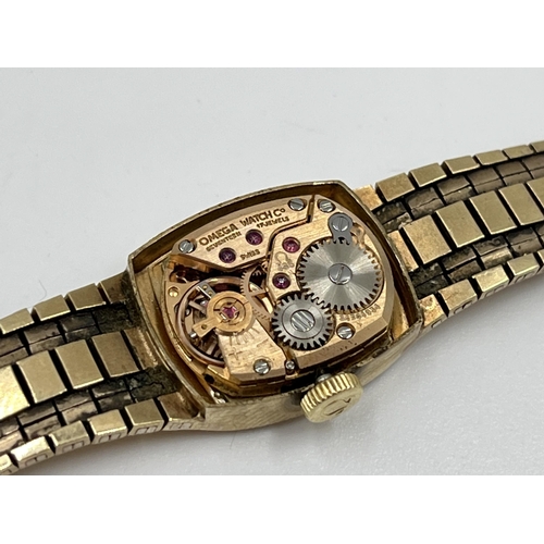 2214 - A 1973 Omega cal. 485 mechanical 9ct gold cased lady's wristwatch with 9ct gold Omega strap - approx... 