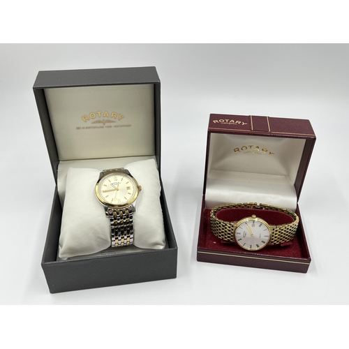 2216 - Two boxed Rotary quartz men's wristwatches, both with spare links