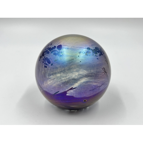 289 - A Glasform iridescent glass spherical paperweight - approx. 8cm high