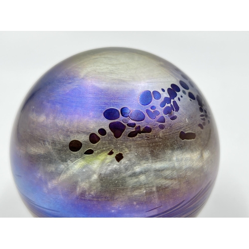 289 - A Glasform iridescent glass spherical paperweight - approx. 8cm high