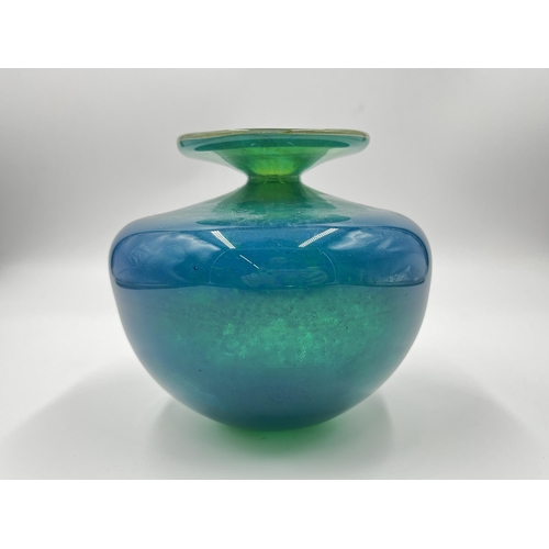 296 - A Mdina blue glass vase - approx. 13cm high