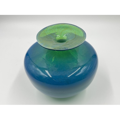 296 - A Mdina blue glass vase - approx. 13cm high