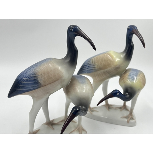 305 - A pair of Hollohaza of Hungary porcelain ibis figurines - approx. 17cm high