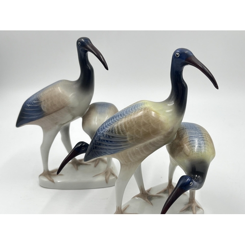 305 - A pair of Hollohaza of Hungary porcelain ibis figurines - approx. 17cm high