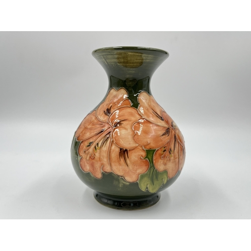 314 - A Moorcroft Coral Hibiscus vase - approx. 13cm high