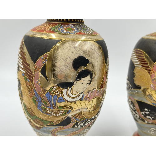 315 - A pair of Japanese satsuma ware porcelain vases - approx. 16.5cm high