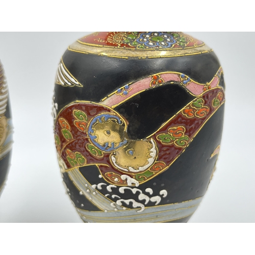 315 - A pair of Japanese satsuma ware porcelain vases - approx. 16.5cm high