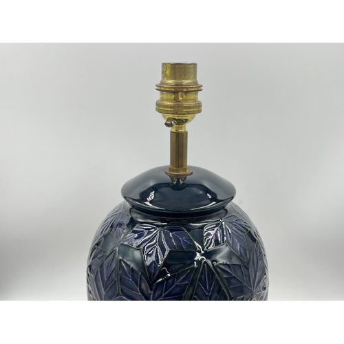 318 - A Moorcroft Cluny baluster table lamp - approx. 36cm high