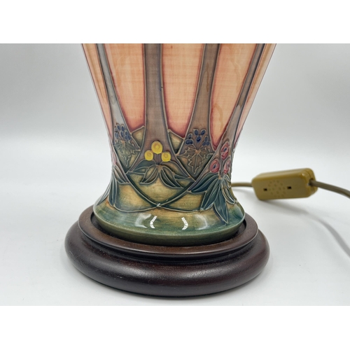 318 - A Moorcroft Cluny baluster table lamp - approx. 36cm high