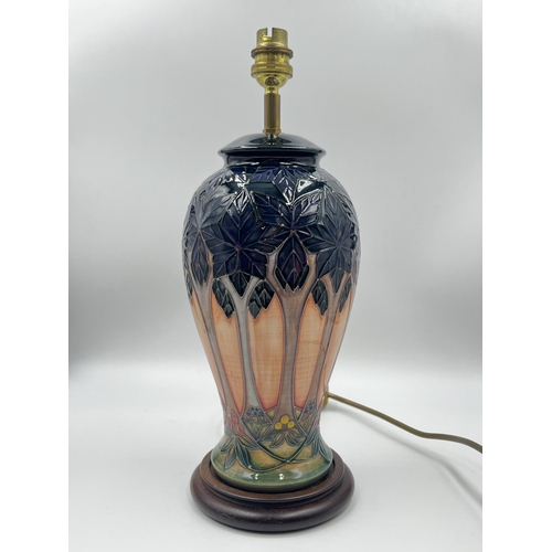 318 - A Moorcroft Cluny baluster table lamp - approx. 36cm high