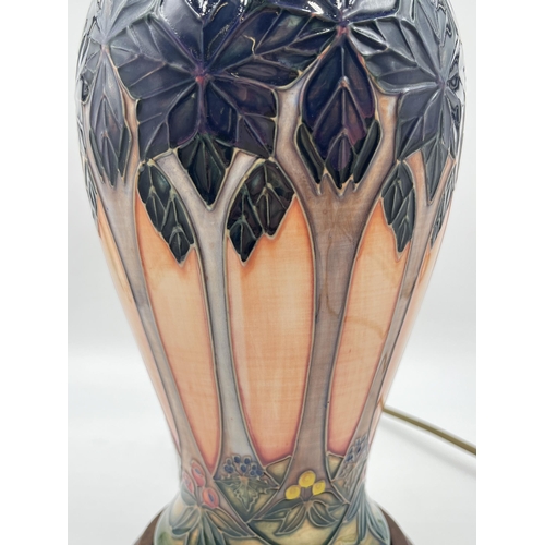 318 - A Moorcroft Cluny baluster table lamp - approx. 36cm high