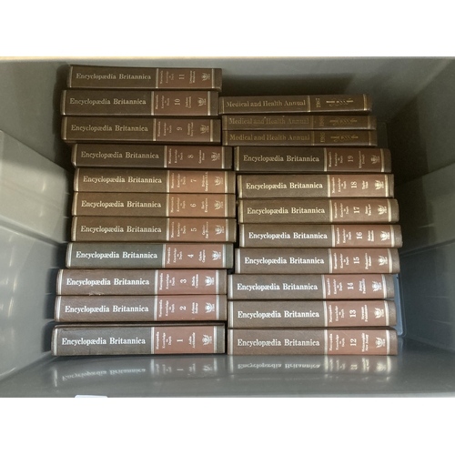 920 - Four boxes containing books to include volumes 1-19 Encyclopaedia Britannica, Science and Future yea... 