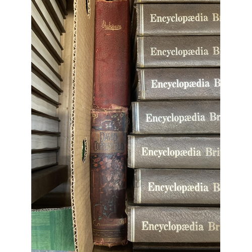 920 - Four boxes containing books to include volumes 1-19 Encyclopaedia Britannica, Science and Future yea... 