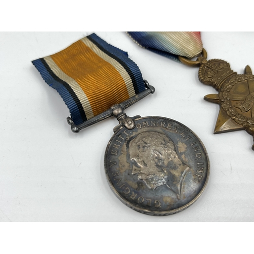 2357 - Three WWI British medals presented to 17558 PTE. J. Pegg N.Staff. Reg, one 1914-1918 War, one 1914-1... 