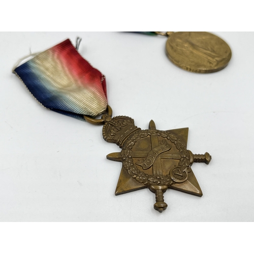 2357 - Three WWI British medals presented to 17558 PTE. J. Pegg N.Staff. Reg, one 1914-1918 War, one 1914-1... 