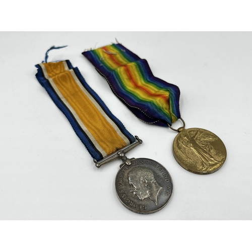 2358 - Two WWI British medals presented to 38575 PTE. J.N. Harrison K.S.L.I, one 1914-1918 War and one 1914... 