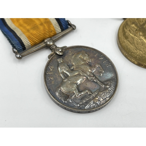 2358 - Two WWI British medals presented to 38575 PTE. J.N. Harrison K.S.L.I, one 1914-1918 War and one 1914... 