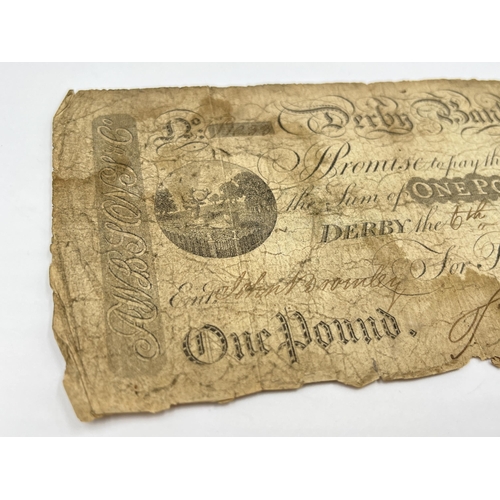 2371 - A George III Derby Bank One Pound note for Bellairs Sons & Co, signed and dated 6th December 1811