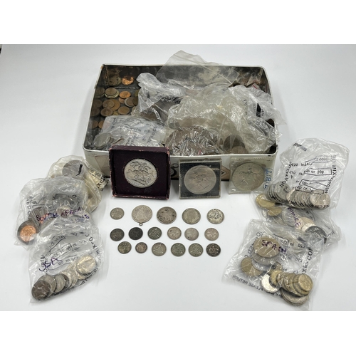 2373 - A collection of world coins to include .925 silver 1866 shilling, .900 silver 'Seated Liberty' ¼ Dol... 