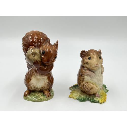 249 - Six ceramic animal figurines to include Beswick Beatrix Potter's Squirrel Nutkin, Beswick Beneagles ... 