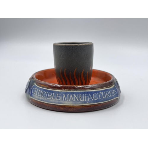 251 - A 1920s/30s Doulton & Co. Ltd Crucible Manufacturers advertising match holder/ash tray by Maud Bowde... 