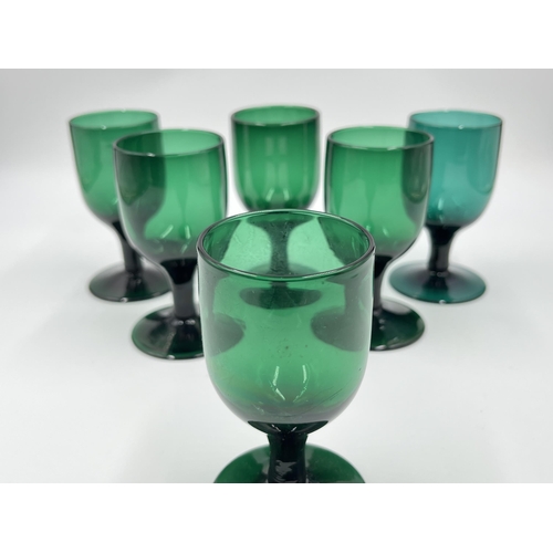 265 - A set of six Bristol green wine glasses - approx. 11.5cm high