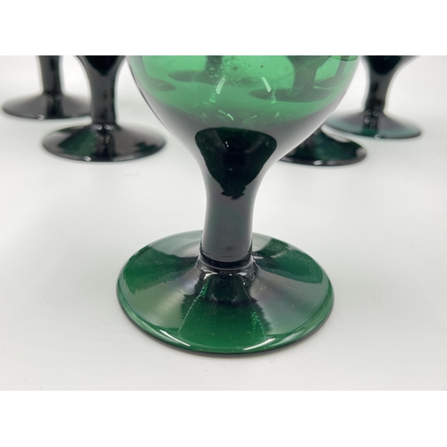 265 - A set of six Bristol green wine glasses - approx. 11.5cm high