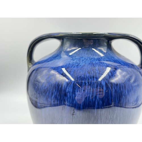 269 - A 1930s Bourne Denby Danesby Ware electric blue twin handled vase - approx. 23cm high