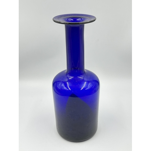 270 - An Otto Brauer for Holmegaard cobalt blue glass vase - approx. 31cm high