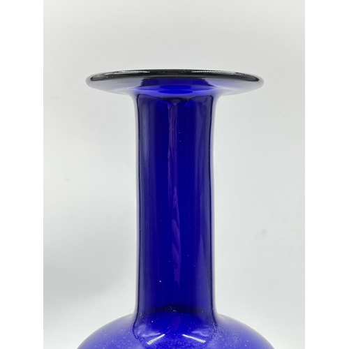 270 - An Otto Brauer for Holmegaard cobalt blue glass vase - approx. 31cm high