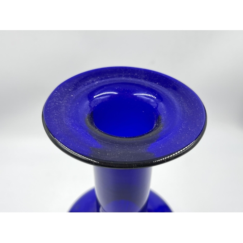 270 - An Otto Brauer for Holmegaard cobalt blue glass vase - approx. 31cm high