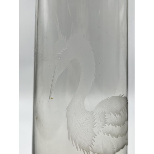 273 - A Caithness Scotland heron glass vase - approx. 23cm high