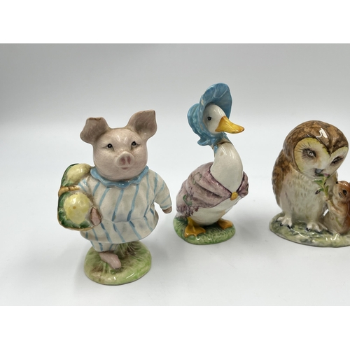 277 - Four ceramic animal figurines to include Beswick Beatrix Potter's Jemima Puddleduck, Beswick Beatrix... 