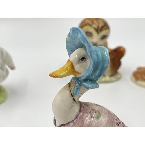 277 - Four ceramic animal figurines to include Beswick Beatrix Potter's Jemima Puddleduck, Beswick Beatrix... 