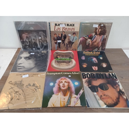 756 - A collection of LP vinyl records, Bob Dylan 'Slow Train Coming', 'Greatest Hits', 'Infidels' and 'Ha... 