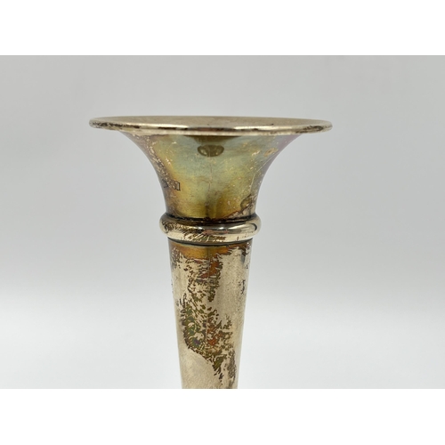 2249 - A hallmarked Birmingham silver weighted bud vase, dated 1973 - approx. 15cm high and gross weight 58... 