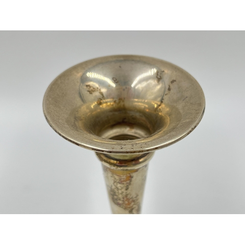 2249 - A hallmarked Birmingham silver weighted bud vase, dated 1973 - approx. 15cm high and gross weight 58... 