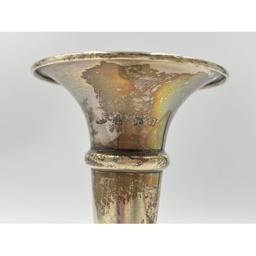 2249 - A hallmarked Birmingham silver weighted bud vase, dated 1973 - approx. 15cm high and gross weight 58... 