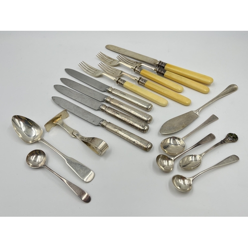 2261 - Seventeen pieces of hallmarked sterling silver cutlery to include three Georgian Robert Gray Scottis... 