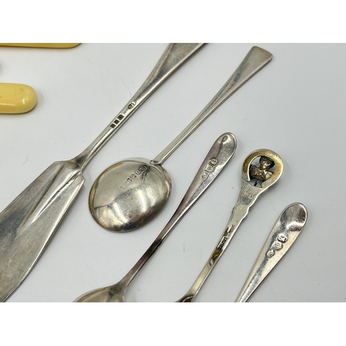 2261 - Seventeen pieces of hallmarked sterling silver cutlery to include three Georgian Robert Gray Scottis... 