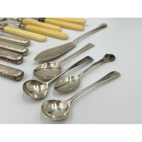 2261 - Seventeen pieces of hallmarked sterling silver cutlery to include three Georgian Robert Gray Scottis... 