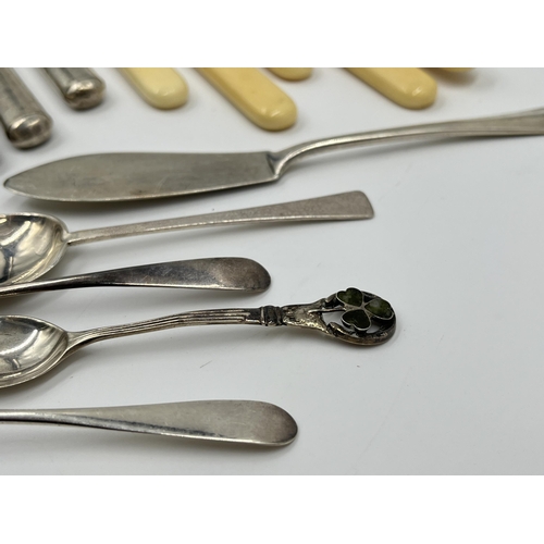 2261 - Seventeen pieces of hallmarked sterling silver cutlery to include three Georgian Robert Gray Scottis... 