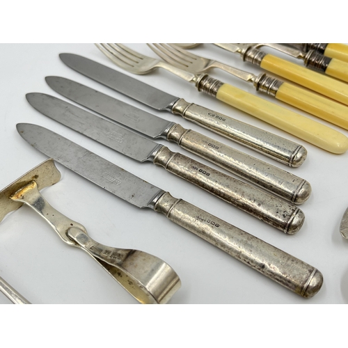 2261 - Seventeen pieces of hallmarked sterling silver cutlery to include three Georgian Robert Gray Scottis... 